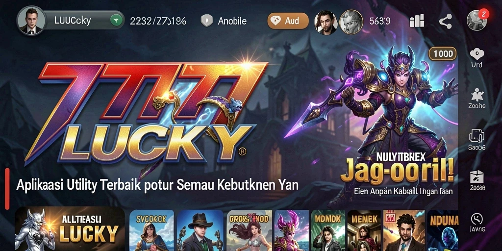 Tampilan utama 777LUCKY dengan berbagai fitur yang membantu pengguna.