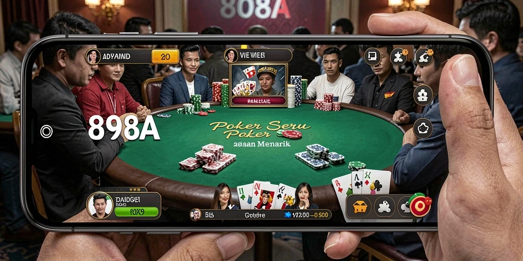 Screenshot menunjukkan gameplay Poker seru di 898A.