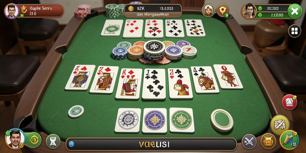 Screenshot gameplay 9ZK menunjukkan keseruan bermain Gaple secara online.