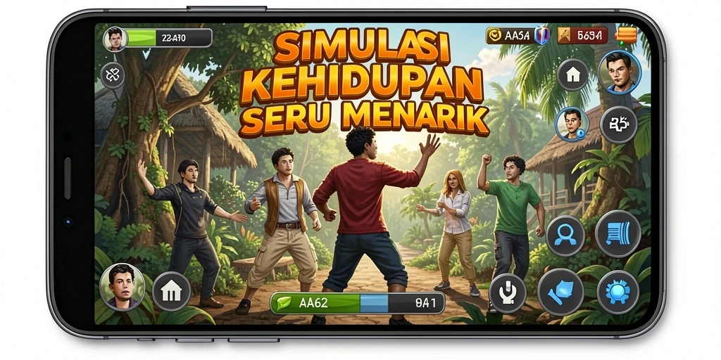 Screenshot gameplay AA62 menampilkan eksplorasi dan interaksi karakter.