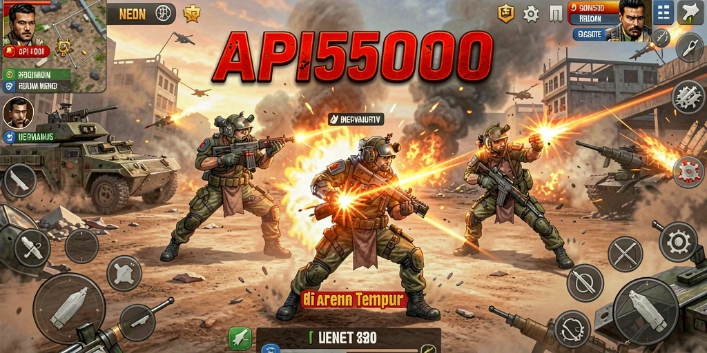 Screenshot menunjukkan pertarungan intens di arena penuh aksi.