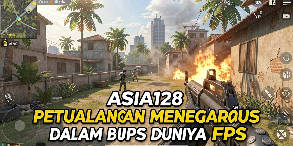 Screenshot utama ASIA128 menampilkan pertarungan seru dalam game FPS.