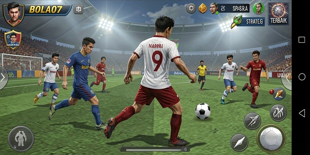 Tampilan seru gameplay BOLA07 yang penuh strategi.