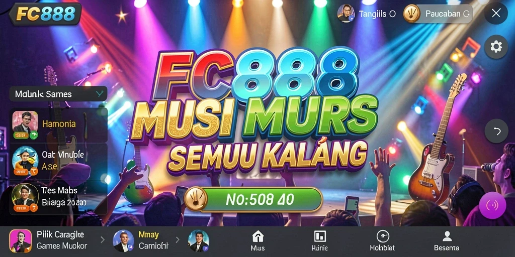 Tampilan gameplay seru di FC888 dengan interaksi musik yang menakjubkan.