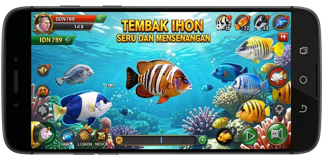 Screenshot gameplay IDN789 menampilkan aksi seru di bawah laut.
