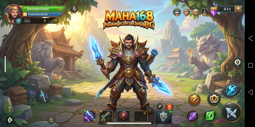 Tangkapan layar gameplay MAHA168 menampilkan aksi seru dalam pertempuran RPG.
