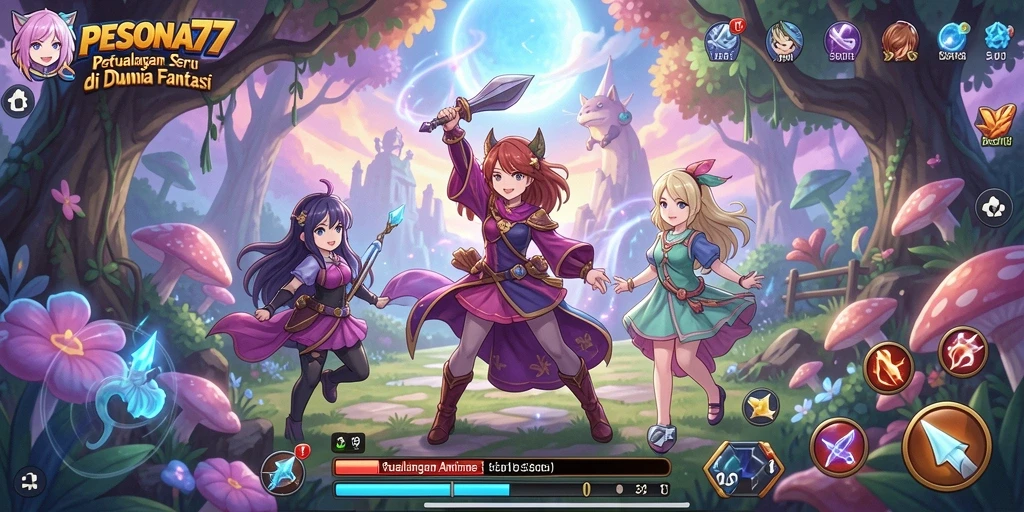 Tampilan gameplay PESONA77 yang menakjubkan dengan karakter Anime.