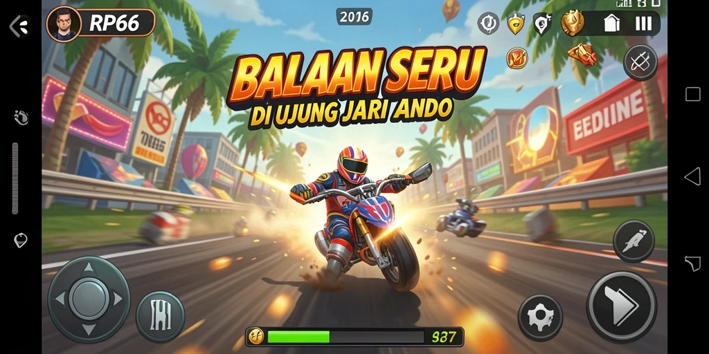 Screenshot game RP66 menampilkan aksi balapan yang mendebarkan dan kendaraan yang canggih.