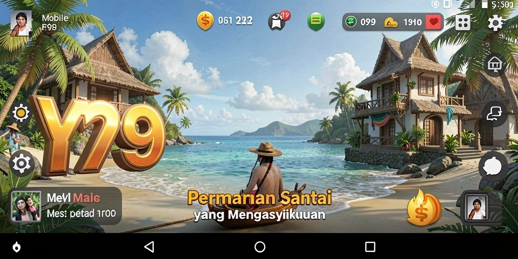 Screenshot gameplay Y89 dengan karakter lucu dan tantangan seru.