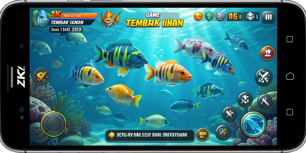 Tampilan gameplay asli ZK7 dalam aksi Tembak Ikan.